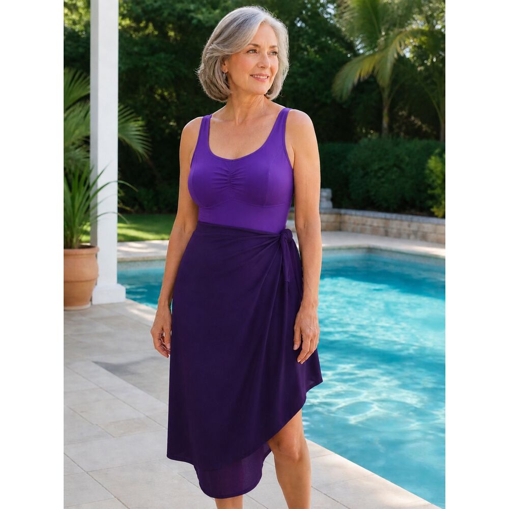 Carol Wior Medium Purple Sarong Wrap Style Cover-up Skirt Vintage
